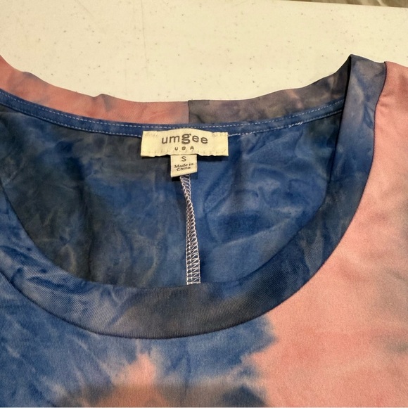 Umgee Tie Dye Tunic Top Mini Dress Blue & Pink Long Sleeve Women’s Size Small - Picture 9 of 10